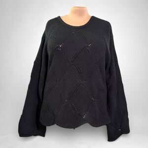 THE DROP Katia Basket Weave Cropped Black Sweater, NWT! Size 4XL